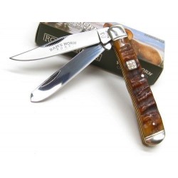 Couteau Rough Rider Ram's Horn Trapper Lames Acier Carbone/Inox Manche Corne de Bélier RR1509 - Livraison Gratuite