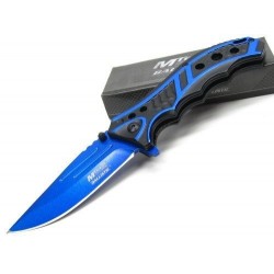 Couteau Mtech Black/Blue A/O Lame Acier Inox Manche Alu Linerlock MTA907BL - Livraison Gratuite