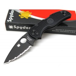 Couteau Spyderco Native 5 Lame Acier CPM-S35VN Serr Black Manche FRN Lockback Made In USA SC41SBBK5 - Livraison Gratuite