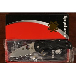 Couteau Spyderco Native 5 Lame Acier CPM-S35VN Part Serr Manche FRN Lockback Made USA SC41PSBK5 - Livraison Gratuite