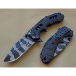 Couteau Tactical Military Mtech A/O Lame Acier Carbone Urban Camo Manche Alu Black MTA953UB - Livraison Gratuite