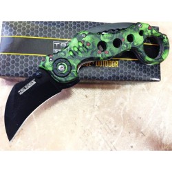 Lot de 2 Couteau Karambit Tac Force Speedster A/O Lame Acier 440 Manche Aluminium Camo Linerlock TF578GNSC - Livraison Gratuite