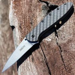 Couteau Kershaw Leek Carbon Fiber Lame Acier CPM 154 Manche Fibre de Carbone Made In USA KS1660CF - Livraison Gratuite