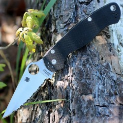 Couteau Spyderco Paramilitary 2 Lame Acier S30V Serr Manche G-10 Compression Lock Made In USA SC81GS2 - Livraison Gratuite