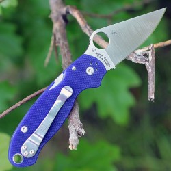 Couteau Spyderco Para-Military 3 G-10 Dark Blue Acier CPM-S110V Manche G-10 Made USA SC223GPDBL - Livraison Gratuite