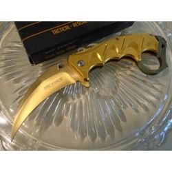 Couteau Tac Force Karambit A/O Gold Lame Acier 3Cr13 Manche Aluminium TF957GD - Livraison Gratuite