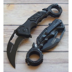 Couteau Tac Force Karambit Krav Maga A/O Lame Acier 3Cr13 Manche Alu Black Linerlock Clip TF972BK - Livraison Gratuite