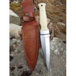 Couteau Dague Scottish Dirk Sheffield Sgian Dubh Acier Carbone Manche Os Etui Cuir PA8021BO - Livraison Gratuite 