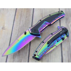 Couteau Mtech A/O Spectrum Lame Acier 3Cr13 Manche Acier Rainbow MTA1070RB - Livraison Gratuite