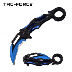 Couteau Tactical Karambit Tac-Force A/O Lame Acier 3Cr13 Manche Aluminium Bleu TF990BL - Livraison Gratuite