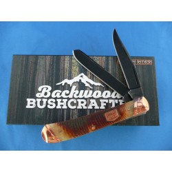 Couteau Canif Rough Rider Backwoods Trapper Lames Acier 440 Manche Os RR1840 - Livraison Gratuite