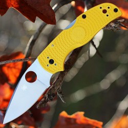 Couteau Spyderco Native 5 Salt Lame Acier LC200N Rustproof Manche Yellow FRN Backlock Made USA SC41PYL5 - Livraison Gratuite