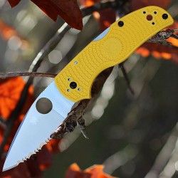 Couteau Spyderco Native 5 Salt Lame Acier LC200N Rustproof Serr Manche Yellow FRN Made USA SC41SYL5 - Livraison Gratuite