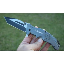 Couteau Tactical Tanto USMC Mtech A/O Lame Acier 3Cr13 Manche Aluminium USMA1058GY - Livraison Gratuite