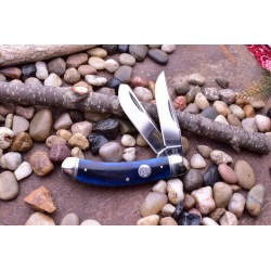 Couteau Canif Rough Rider Trapper Blue Smooth Bone Manche Os Lames Acier 440 RR1951 - Livraison Gratuite