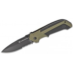 Couteau Smith&Wesson A/O Lame Acier 8Cr13MoV Serrat Manche OD Green Aluminum SW1100036 - Livraison Gratuite