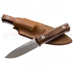 Couteau LionSteel Bushcraft B40 Lame Acier Sleipner Manche Santos Wood Etui Cuir Made Italy LSTB40ST - Livraison Gratuite