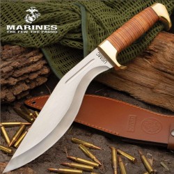 Couteau United Cutlery USMC Kukri Lame Acier J420 Manche Cuir Etui Cuir UC3329 - Livraison Gratuite