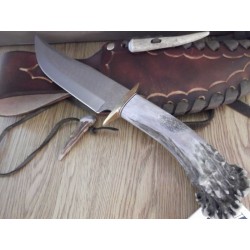 Couteau Ken Richardson Knives Bowie Manche Elan Lame Acier 1085HC Etui Cuir USA KRK1432 - Livraison Gratuite