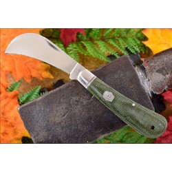 Couteau Serpette Rough Rider Hawkbill Green Micarta Lame Acier 440 Manche Micarta RR1993 - Livraison Gratuite