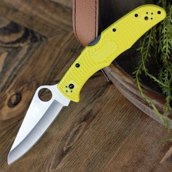 Couteau Spyderco Pacific Salt 2 Yellow Lame Acier H1 Manche FRN Lockback Clip Made In Japan SC91PYL2 - Livraison Gratuite