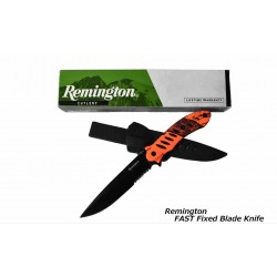 Couteau de Chasse Remington F.A.S.T. Orange Lame Acier 440 Serrat Etui Cordura R19761 - Livraison Gratuite