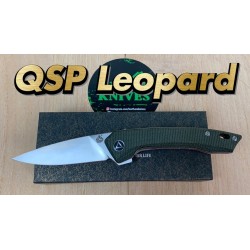 Couteau QSP Knife Leopard Green Lame Acier 14C28N Manche Micarta Ball Bearings QS135C - Livraison Gratuite