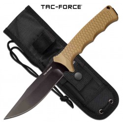 Couteau Tactical Desert Storm Lame Acier 3Cr13 Manche ABS Etui Nylon Tac Force TFFIX012TN - Livraison Gratuite