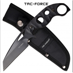 Couteau Tactical Lame Acier 3Cr13 Manche G10 Etui Nylon Tac Force TFFIX010BK - Livraison Gratuite