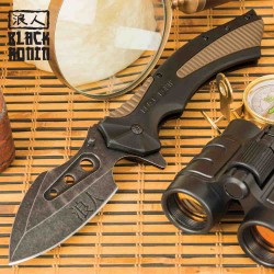 Couteau United Cutlery Black Ronin Tsunami A/O Lame Acier 3Cr13 Manche TPU/ABS Linerlock Clip UC3407 - Livraison Gratuite