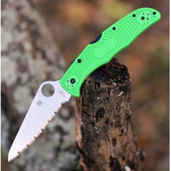 Couteau Spyderco Pacific Salt 2 Green Lame Acier LC200N Serr Manche FRN Lockback Japan SC91FSGR2 - Livraison Gratuite