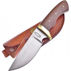 Couteau Chickasaw Skinner Rosewood Lame Acier Inox Manche Bois Etui Cuir Frost Cutlery FCW009RW - Livraison Gratuite