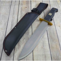 Couteau Machette Big Bad Bowie Lame Acier Inox Manche Caoutchouc Etui Nylon CN211492 - Livraison Gratuite