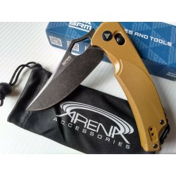 Couteau SRM Knives 9202 Ambi Lock Lame D2 Manche Brown G10 Clip SRM9202GW - Livraison Gratuite