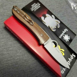 Couteau Spyderco SpyOpera Lame Acier M390 Manche Micarta Lockback Clip Made Italy SC255CMP - Livraison Gratuite