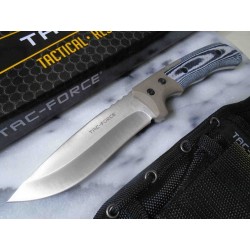 Couteau Tac Force Bushcraft Tan Lame Acier 3Cr13 Manche Micarta Etui Nylon TFFIX006TN - Livraison Gratuite