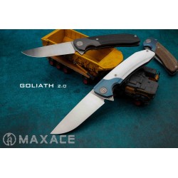 Couteau Maxace Goliath 2.0 Lame Acier K110 Manche White/Blue IKBS Clip MAXMGL204 - Livraison Gratuite