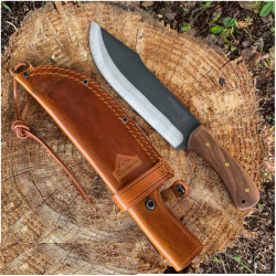 Couteau United Cutlery Bushmaster Butcher Bowie Lame Acier Carbone 1095 Manche Bois Etui Cuir UC3464 - Livraison Gratuite