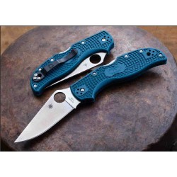 Couteau Spyderco Stretch 2 Blue Lame Acier K390 Manche FRN Lockback Made In Japan SC90FP2K390 - Livraison Gratuite