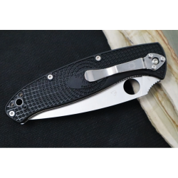 Couteau Spyderco Resilience Combo Satin Lame Acier 8Cr13MoV Manche FRN Linerlock Clip SC142PSBK - Livraison Gratuite