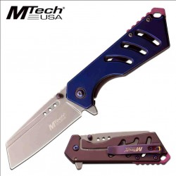 Couteau MTech Heavy Duty Tanto A/O Lame 3Cr13 Manche Acier Blue Linerlock Clip MTA1174PL - Livraison Gratuite