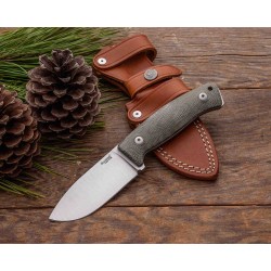 Couteau LionSteel M2M Lame Acier M390 Manche Green Micarta Etui Cuir Made Italy LSTM2MCVG - Livraison Gratuite