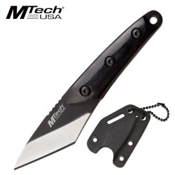 Couteau de Cou Mtech Kiridashi Tanto Lame Acier 3Cr13 Manche Bois Etui Kydex MT2093B - Livraison Gratuite