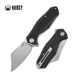 Couteau Kubey Cleaver Black Manche G10 Lame Acier D2 IKBS Linerlock Clip KUB329A - Livraison Gratuite