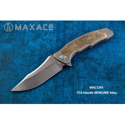 Couteau Maxace Halictus Mokume/Titane Lame Acier M390 IKBS Framelock Clip MAXMHLT201 - Livraison Gratuite