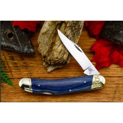 Couteau Rough Ryder Sowbelly Lockback Denim Manche Micarta Lame Carbone T10 RR2183 - Livraison Gratuite