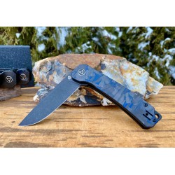 Couteau QSP Osprey CarboneFiber/Blue G10 Lame Acier 14C28N IKBS Linerlock Clip QS139G2 - Livraison Gratuite