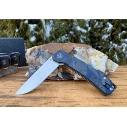 Couteau QSP Osprey CarboneFiber/Blue G10 Lame Acier 14C28N IKBS Linerlock Clip QS139G1 - Livraison Gratuite