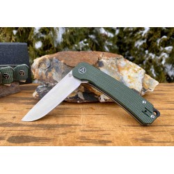 Couteau QSP Osprey Green Lame Acier 14C28N Manche Micarta IKBS Linerlock Clip QS139C - Livraison Gratuite