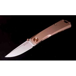 Couteau Real Steel Luna ECO Bronze Lame Acier K110 Manche Acier Framelock Clip RS7084 - Livraison Gratuite